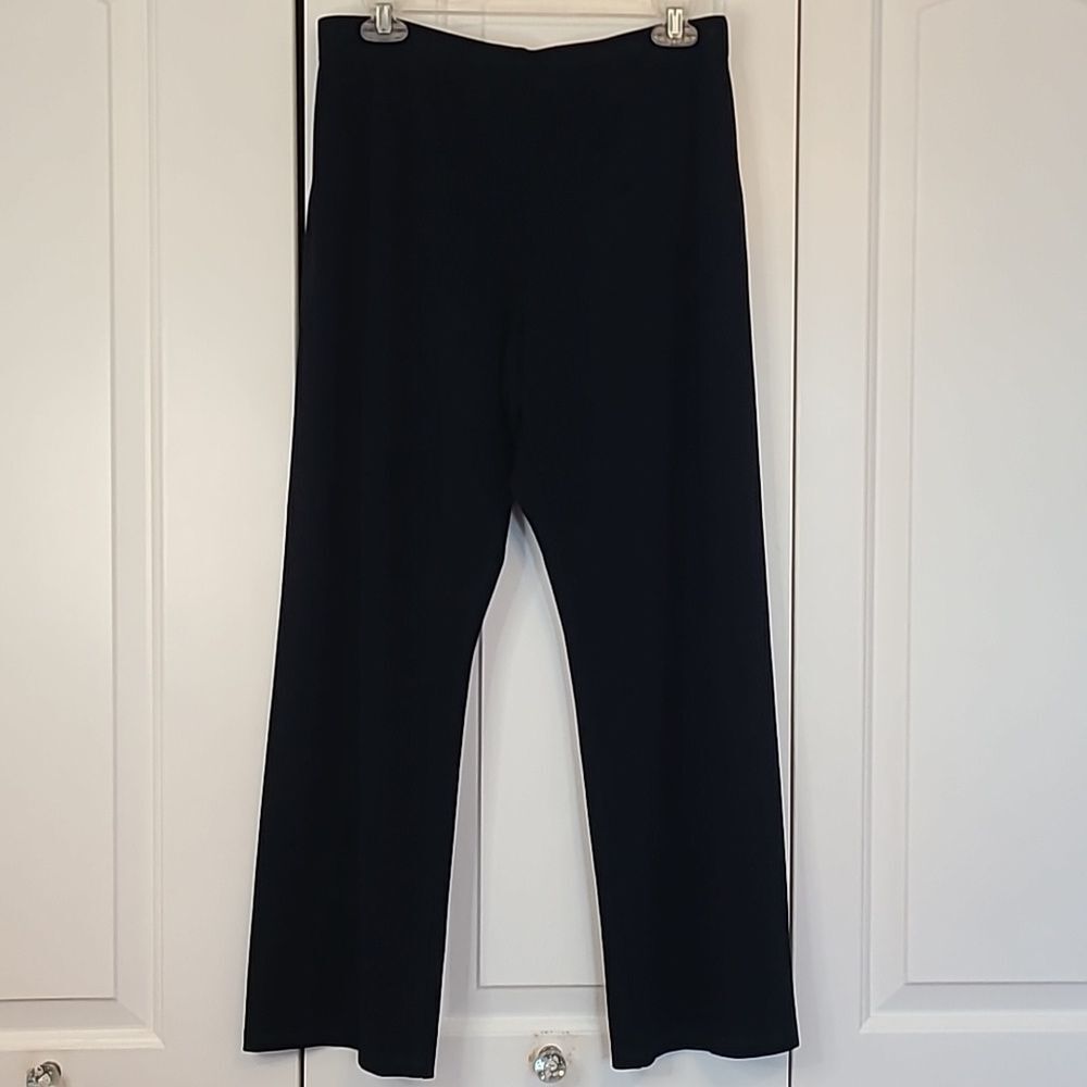 Chico's Black Elastic Waist Straight Leg Stretch Pants Size 2 Medium Made In USA